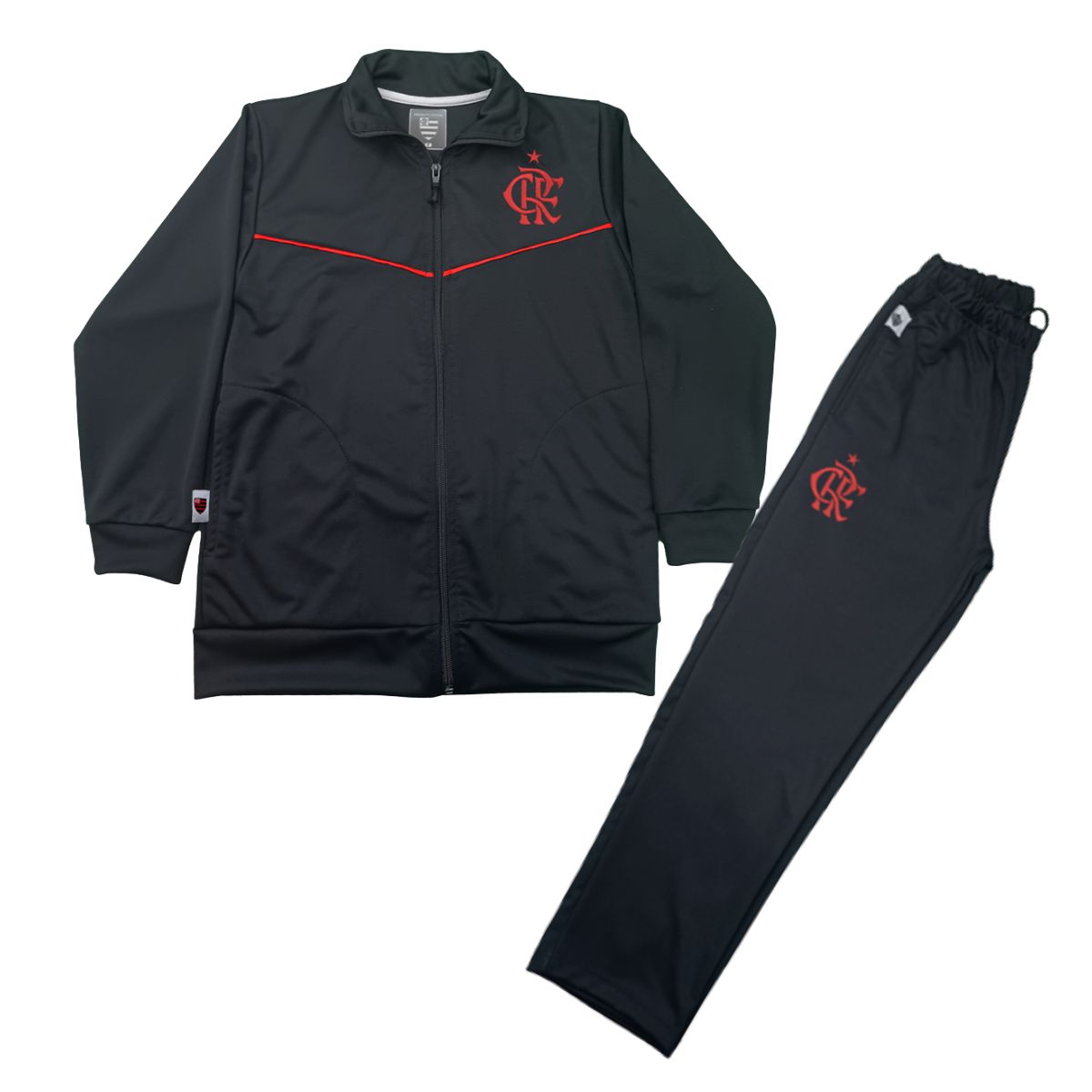 Conjunto Agasalho Preto Flamengo Infantil Jaqueta e Calça - Cia Bebê