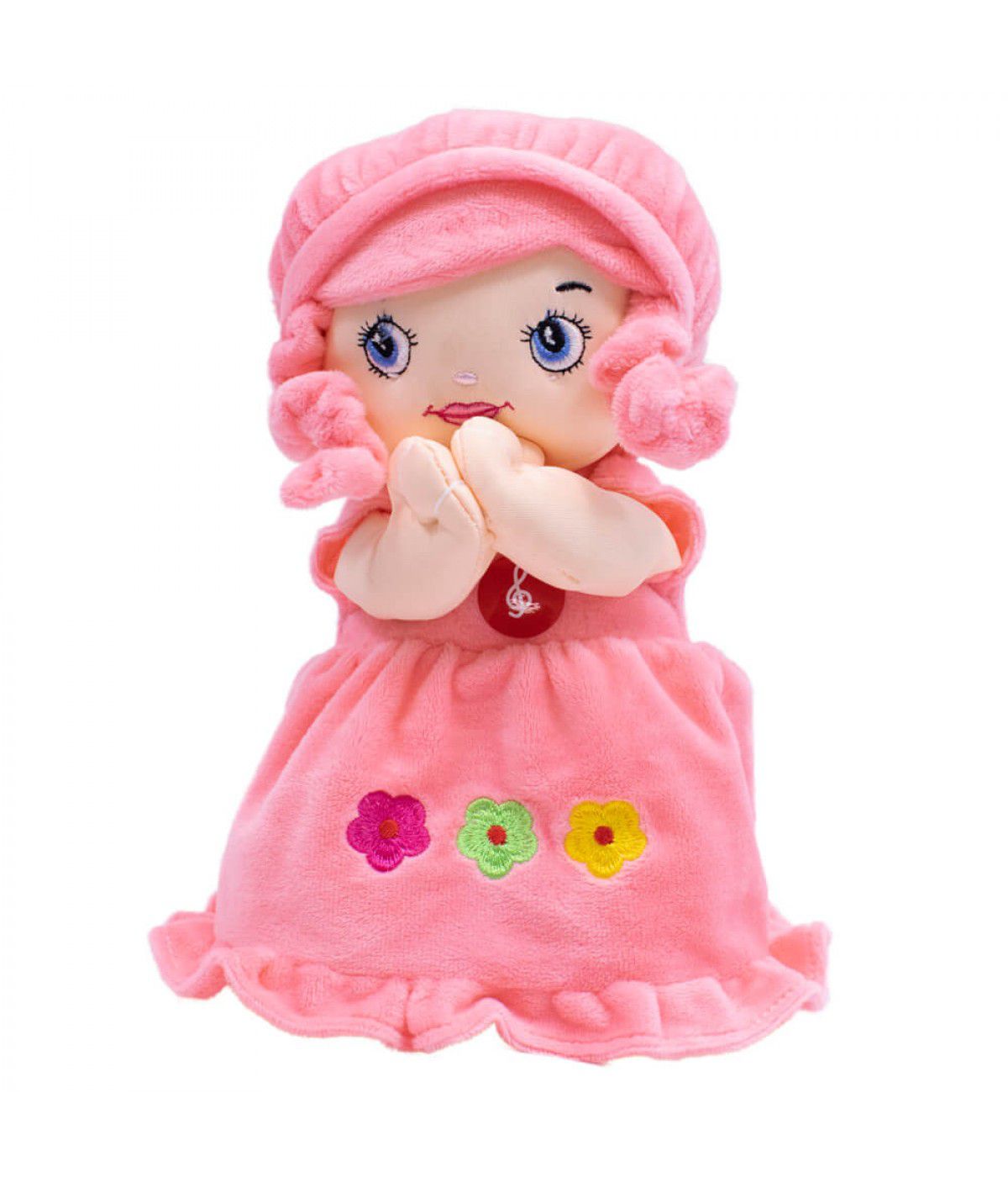 Boneca De Pano Sorridente Roupa Pink 29cm