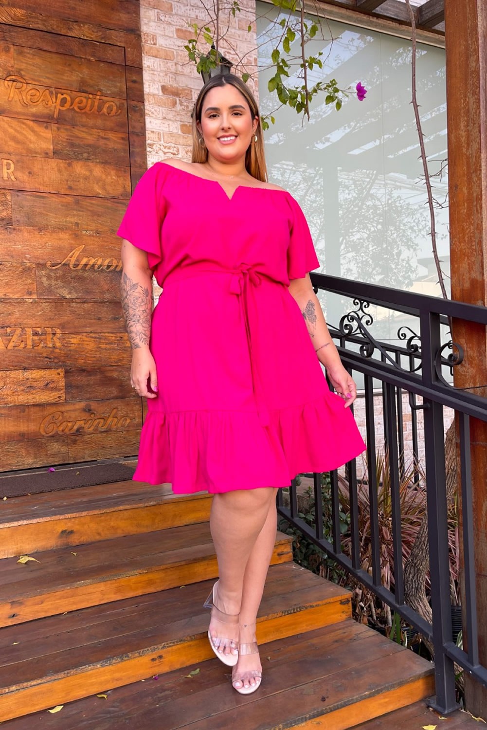 Vestido rosa plus size sales