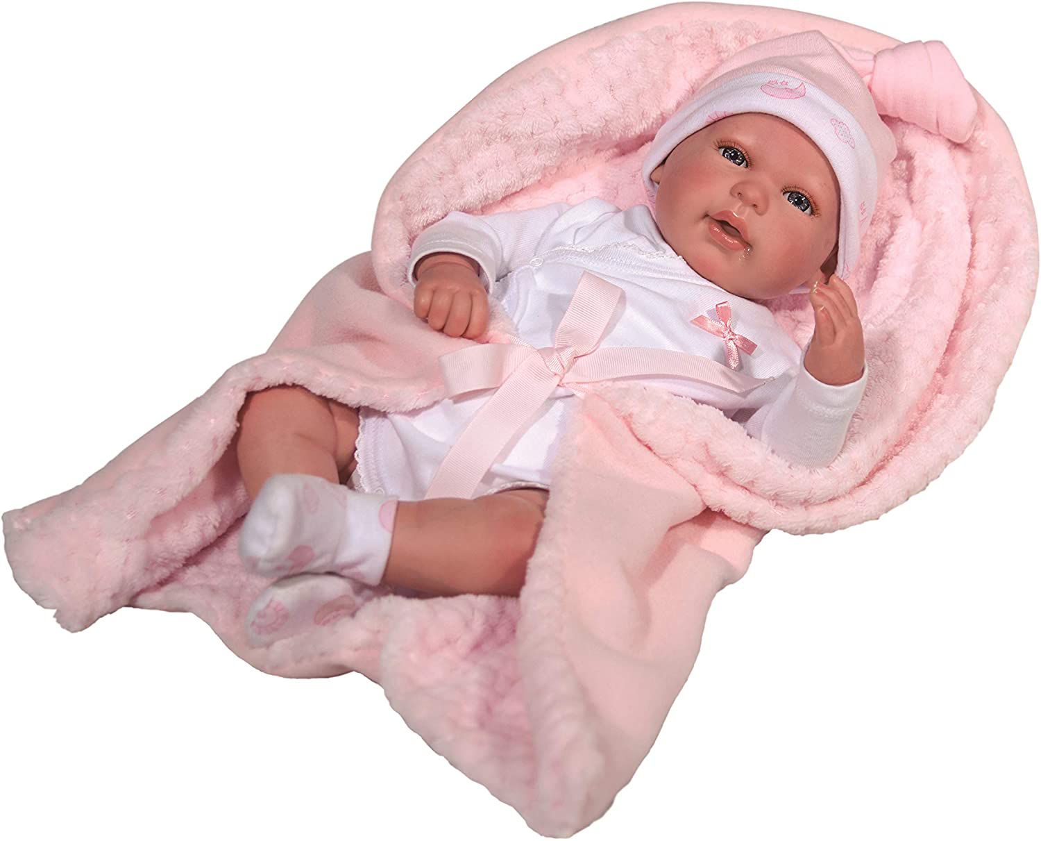 Boneca Bebê Reborn Olho Aberto Baby Brink Roupa Rosa Rosa - Tio Gêra