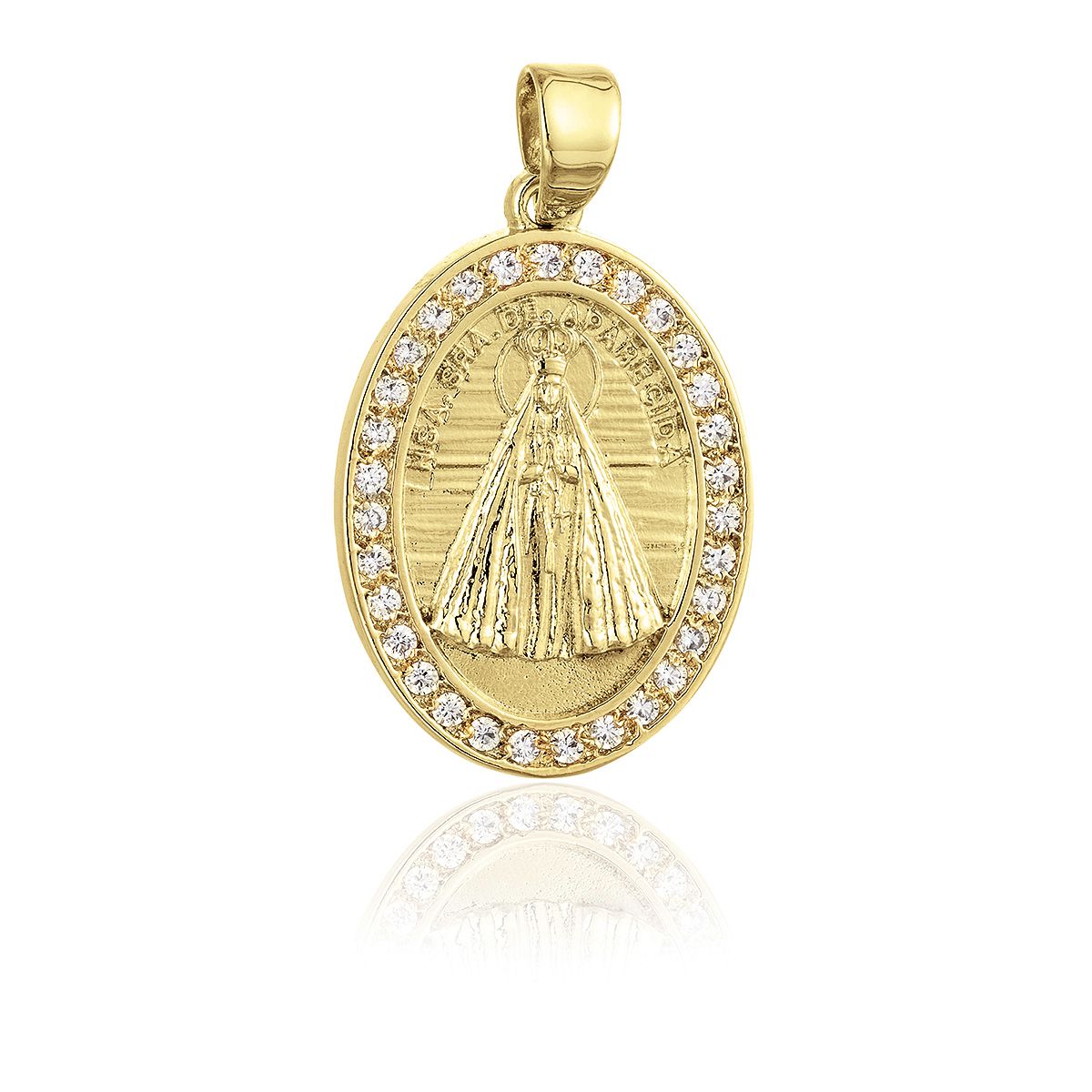 Medalha Nossa Sra. Aparecida de Ouro com Diamantes - Santa Fé presentes  religiosos