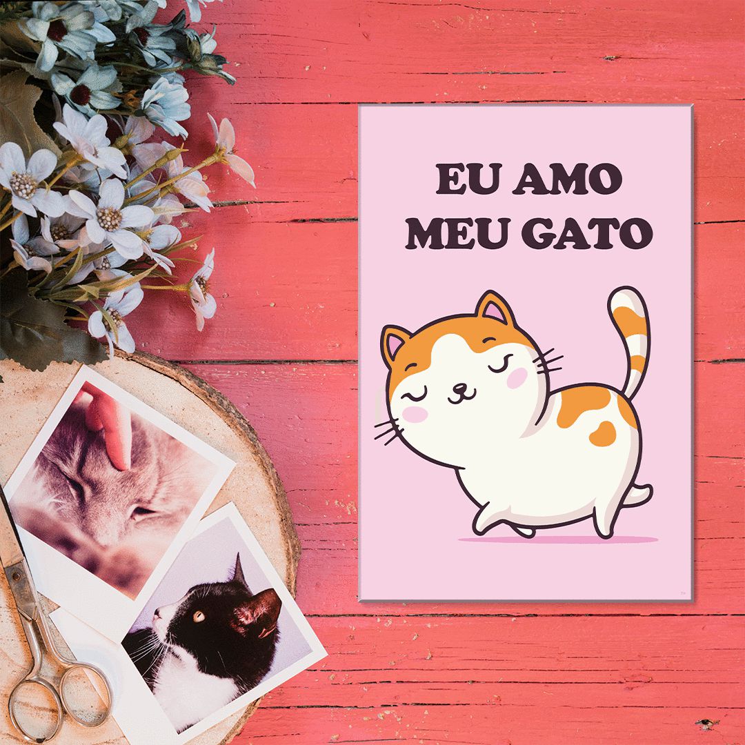 Adesivo Eu Amo Gatos I Love Cats