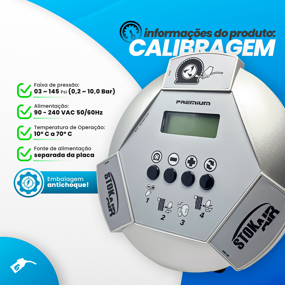Calibrador de Pneus Eletrônico Premium M2000 - STOK AIR - SeuPosto.com ...
