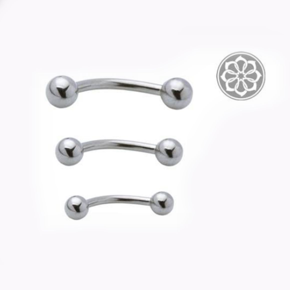 Piercing Curvado Microbell CZ, Aço 316L