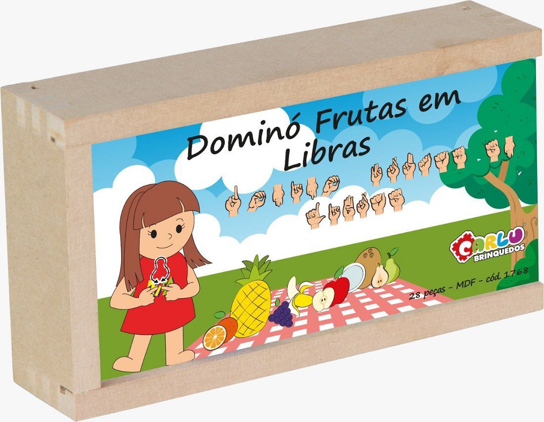 Dominó Alfabetização - Libras - Jogo Educativo em Madeira 28 Peças