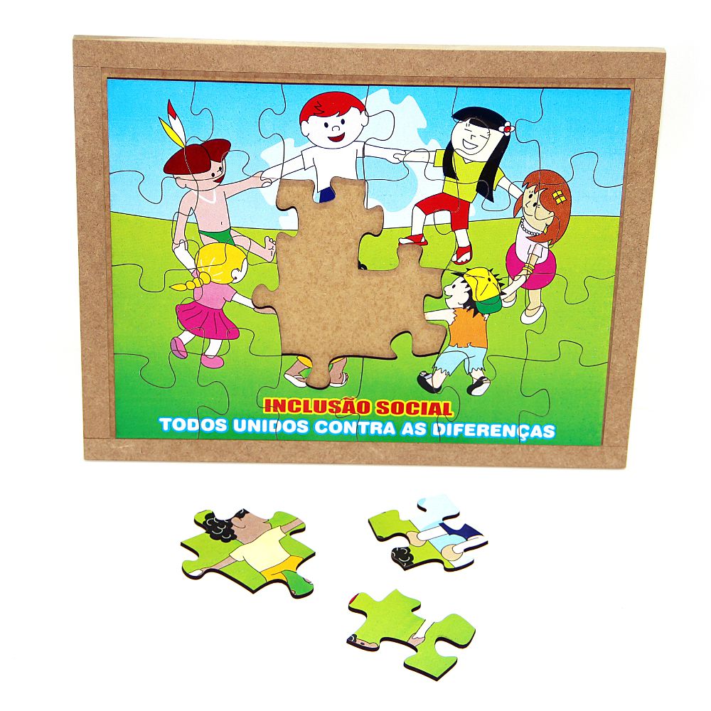 Quebra-cabeça Inclusão Social MDF 24 Peças | Lúdico Distribuidora ...