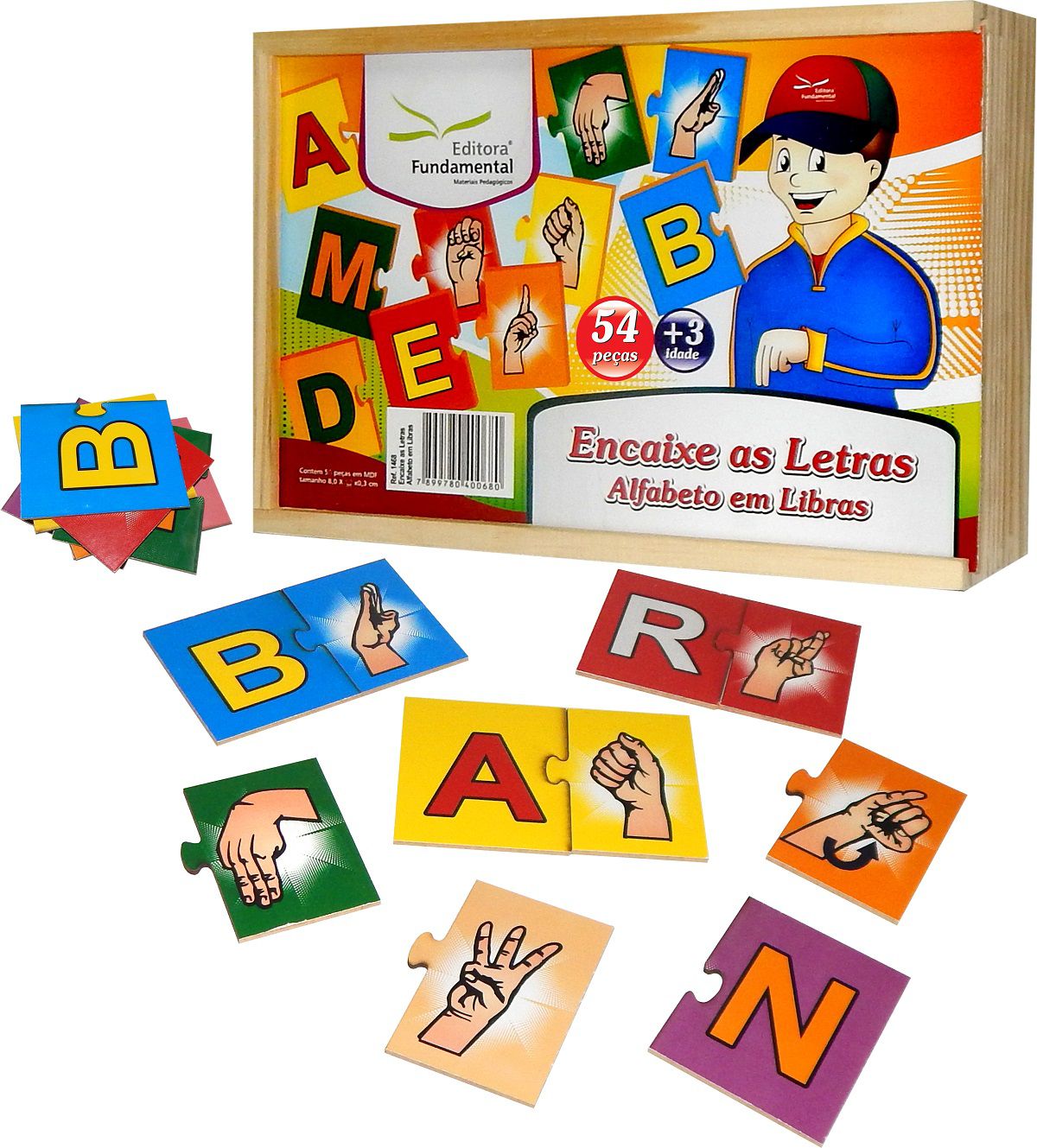 Quebra-Cabeça de Encaixe Letras - Alfabeto de Madeira - Brinquedo Educativo