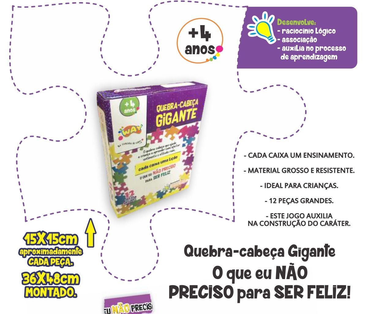 Jogo Educativo Quebra Cabeça Gigante Gula 12 Peças- Way