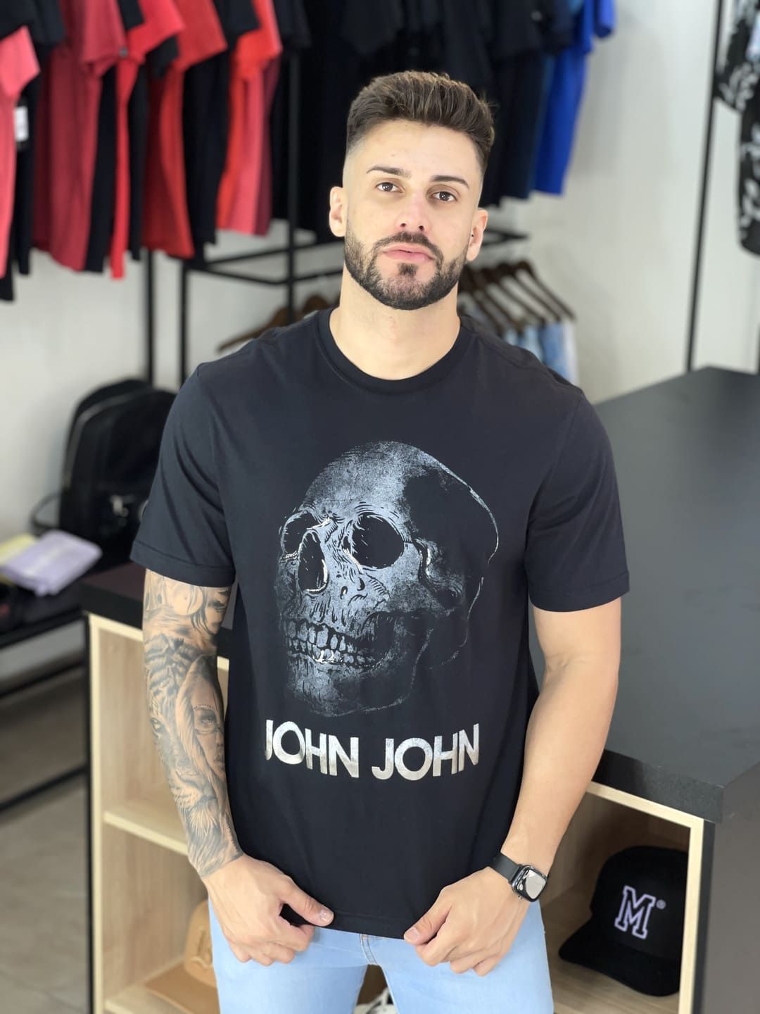 Camisa John John Reta Skull Preta - Compre Agora