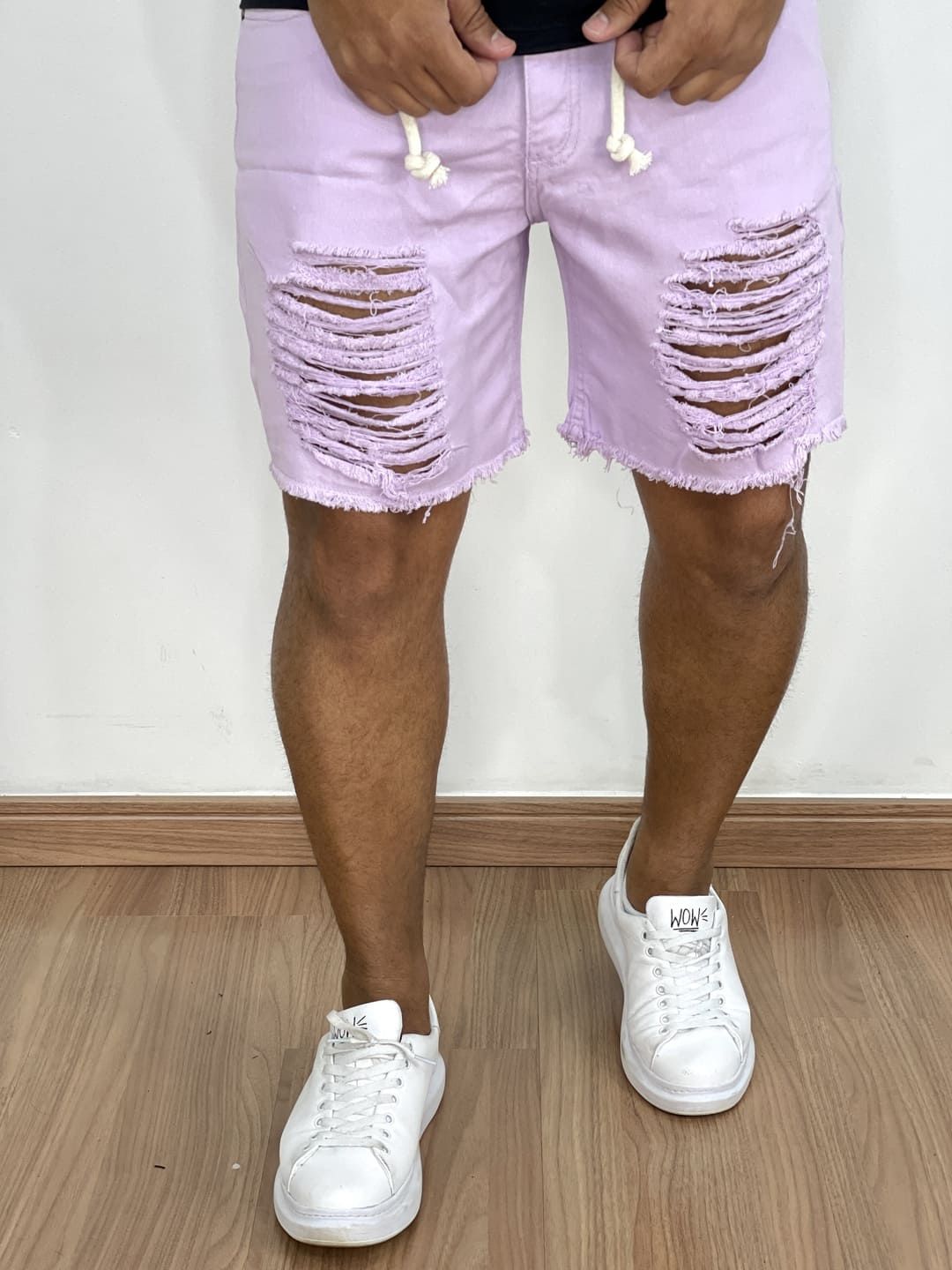 Bermuda Jeans Masculina Lilás Destroyed Com Cordão - Imperium Store | Loja  de roupas multimarcas masculina