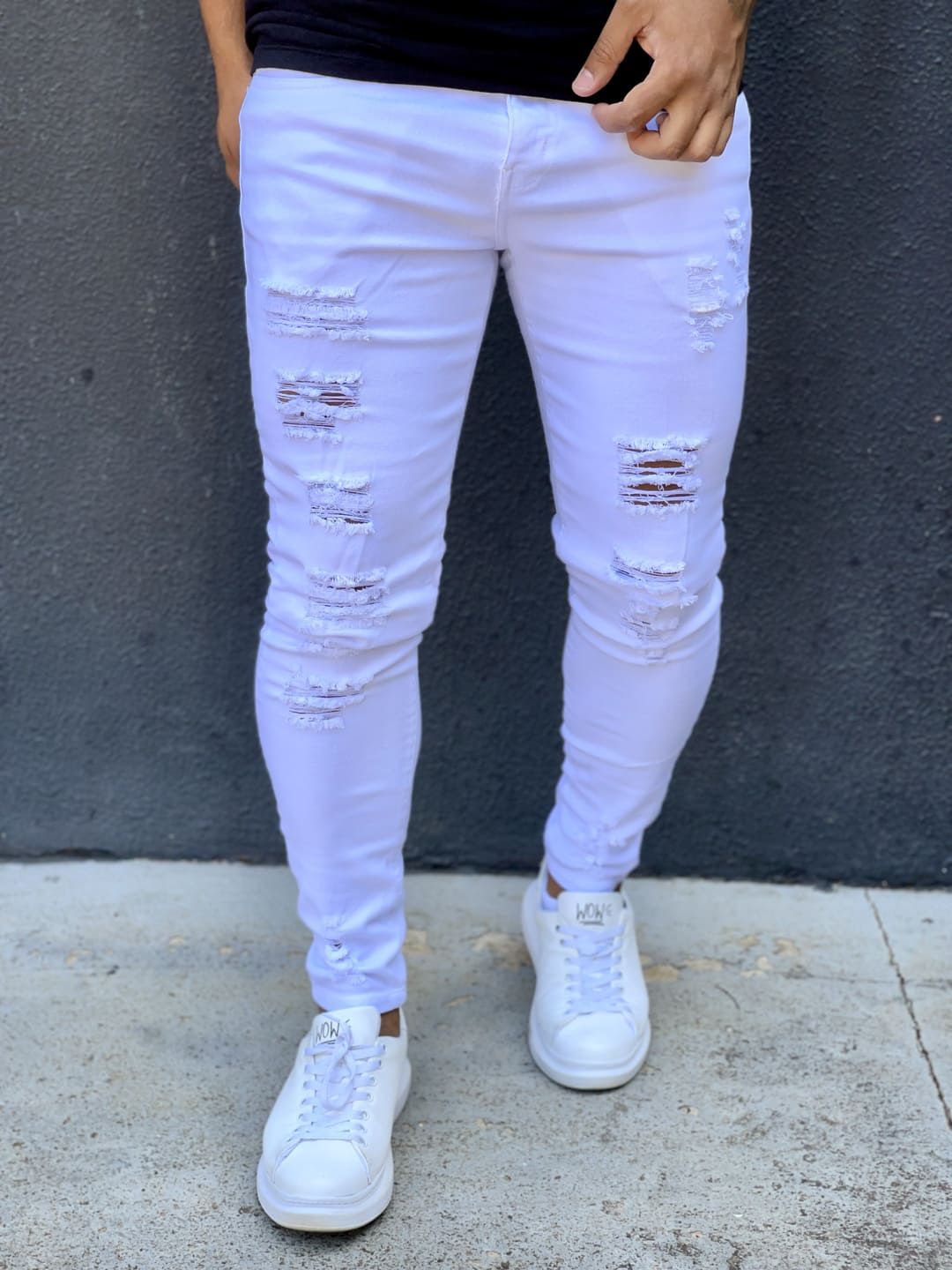 Calça branca sales destroyed masculina