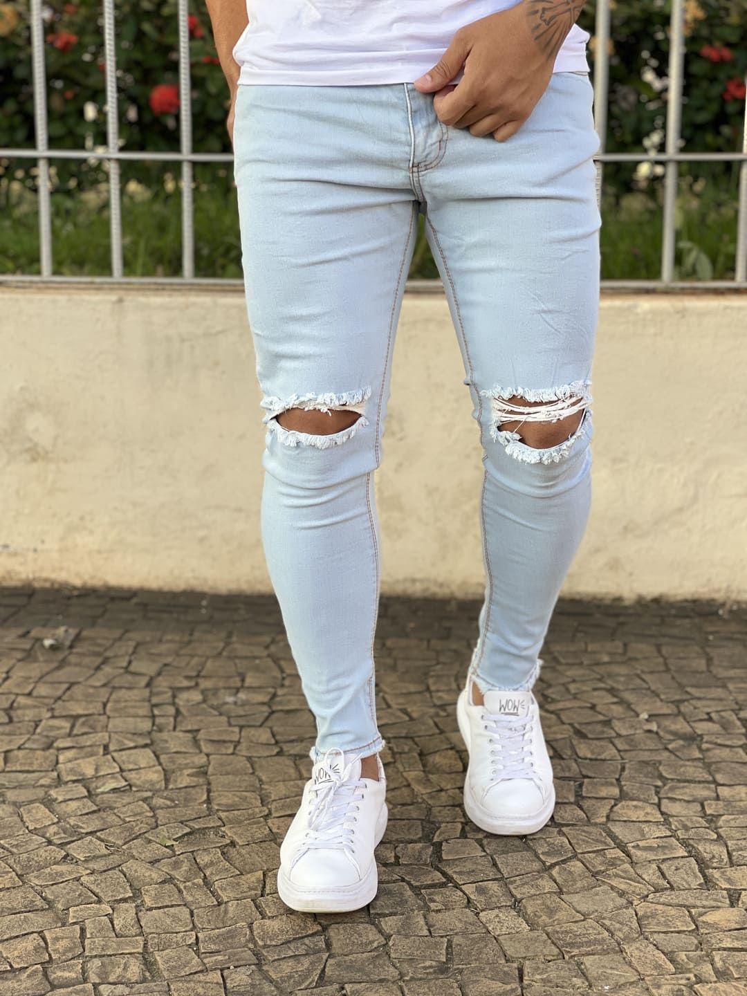 Bermuda Jeans Masculina Destroyed Altura Do Joelho % - Imperium Store