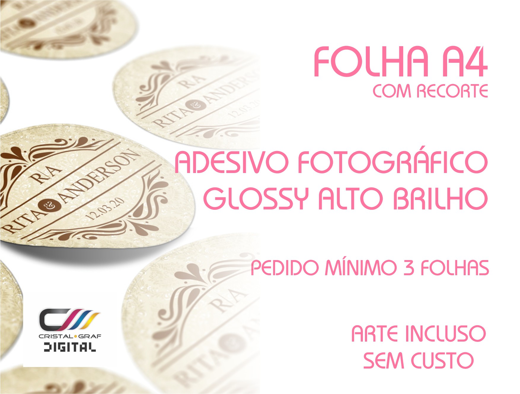 FOLHA ADESIVA A4 - ADESIVO FOTOGRÁFICO GLOSSY ALTO BRILHO - Gráfica em  Cachoeirinha RS I Cristal Graf