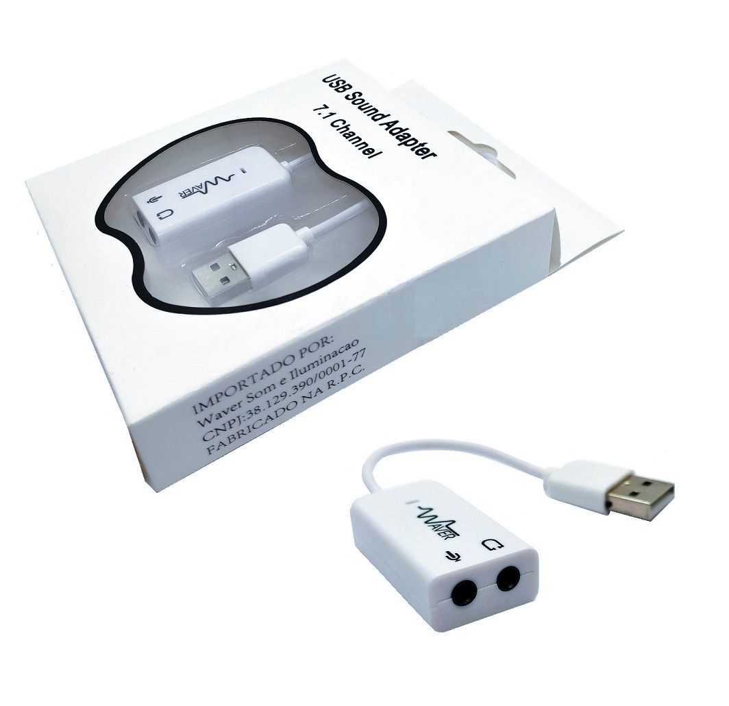 Placa de Som USB 7.1 Placa de Áudio Com Entrada Para Fone de Ouvido e Áudio  - Waver - Sua Melhor Experiência de Som