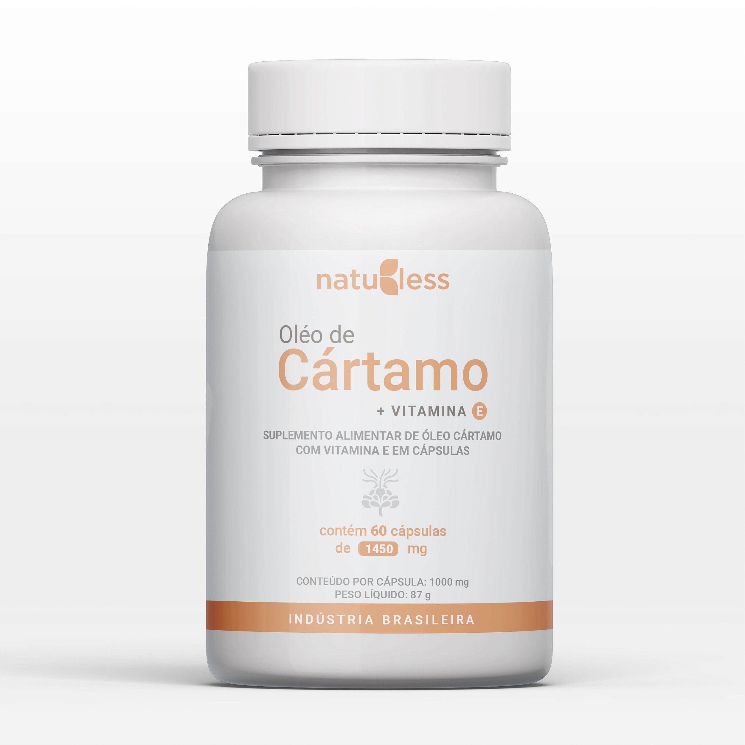 Óleo de Cártamo com Vitamina E 1000mg 60 Cápsulas. - Natubless