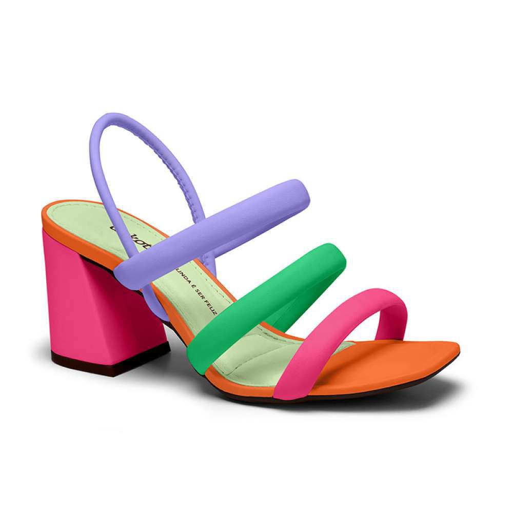 Sandalia Colorida Dakota Bico Quadrado Salto Grosso - Sapatino Shoes Store  | sapatos, botas, tenis, sandálias, sapatilhas, sapatos, scarpins, bolsas e  muito mais