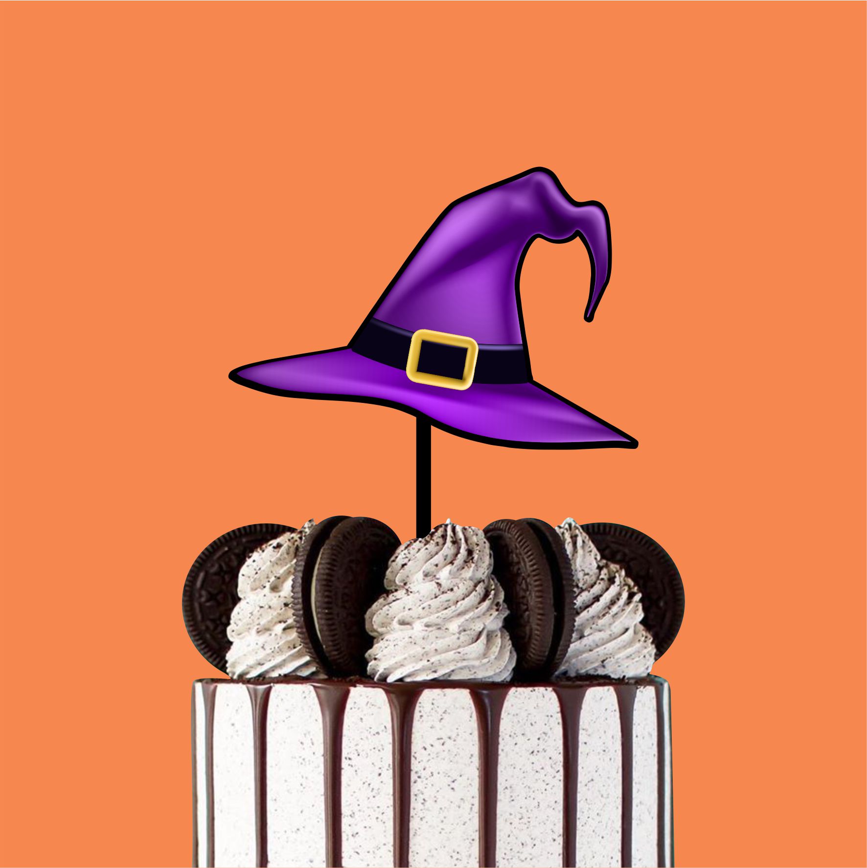 Topo de Bolo Chapéu Bruxa Color Glitter Halloween - Sonho Fino Party And  Cake