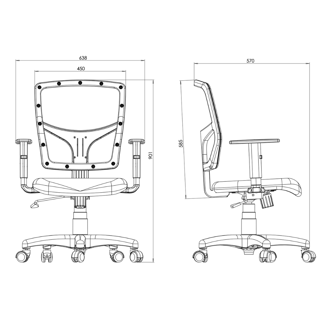 Cadeira Eco Flange Rhodes Braços Reguláveis Executiva Encosto Tela