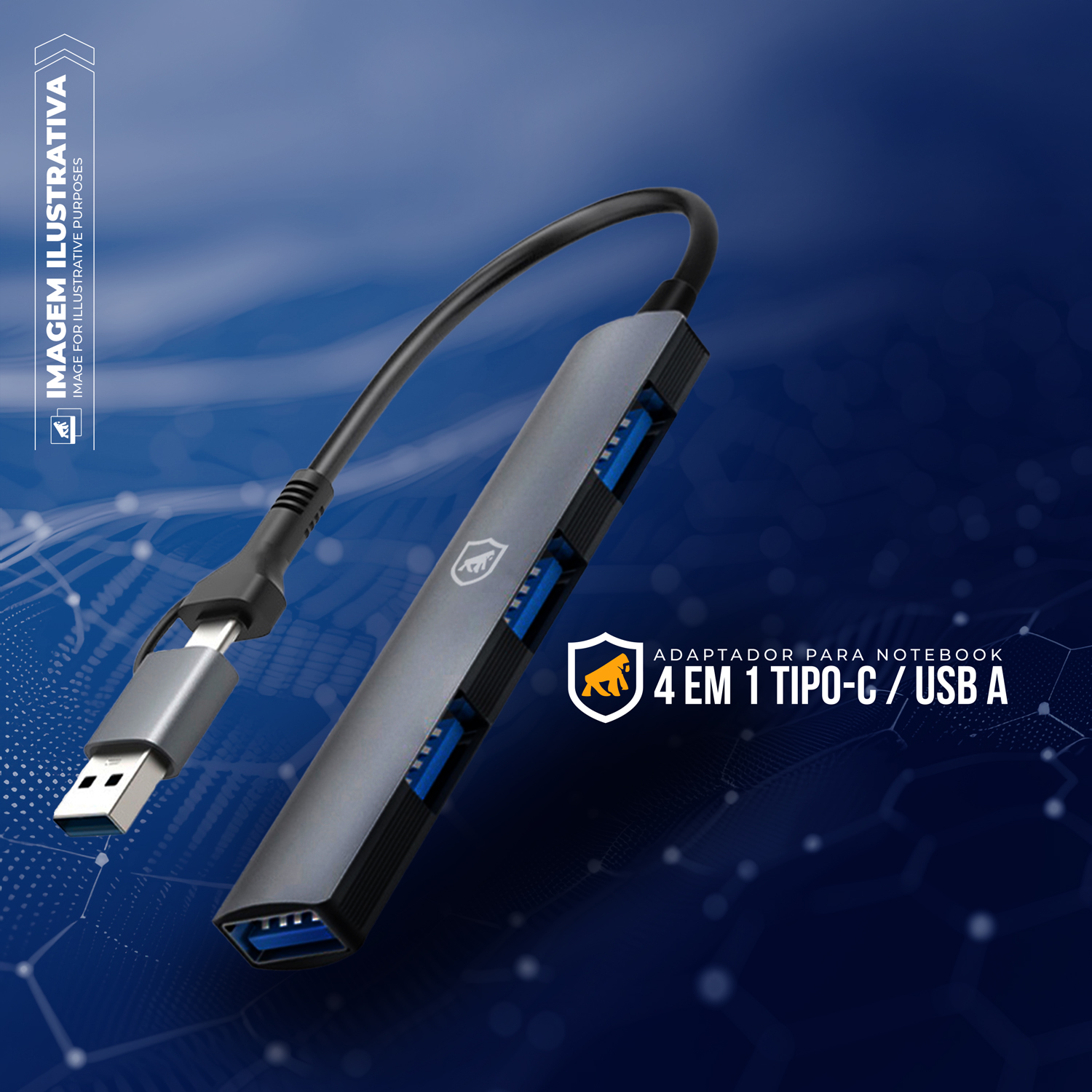 Usb Capa Db Adaptador Hub USB-C / USB-A 4 em 1 - Gshield - Gshield - Capas para ...