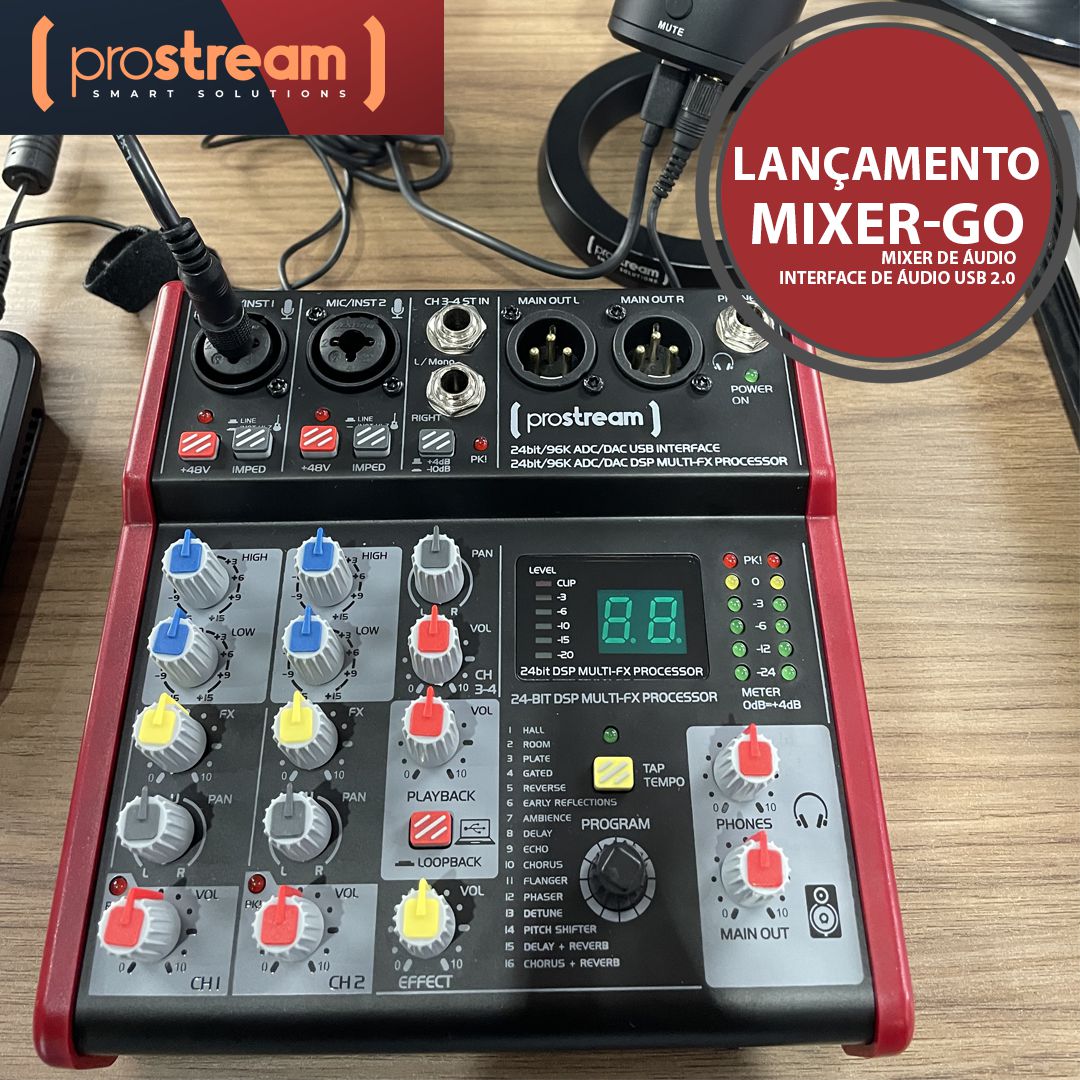 Mixer de Áudio Prostream Mixer-Go - Merlin Distribuidora - Equipamentos ...