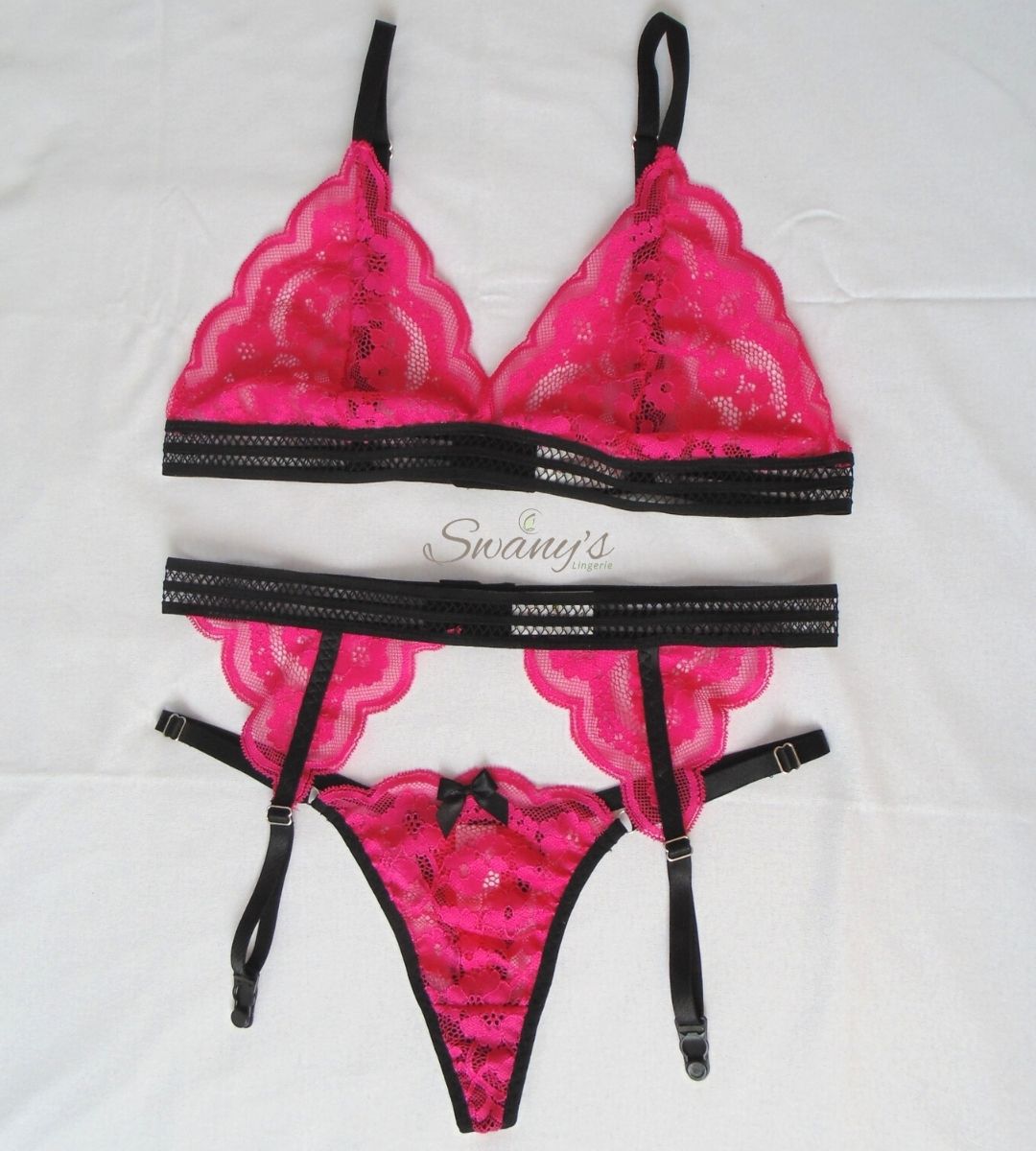 Conjunto De Lingerie Em Renda Com Cinta Liga Sexy Laila Sua Loja De