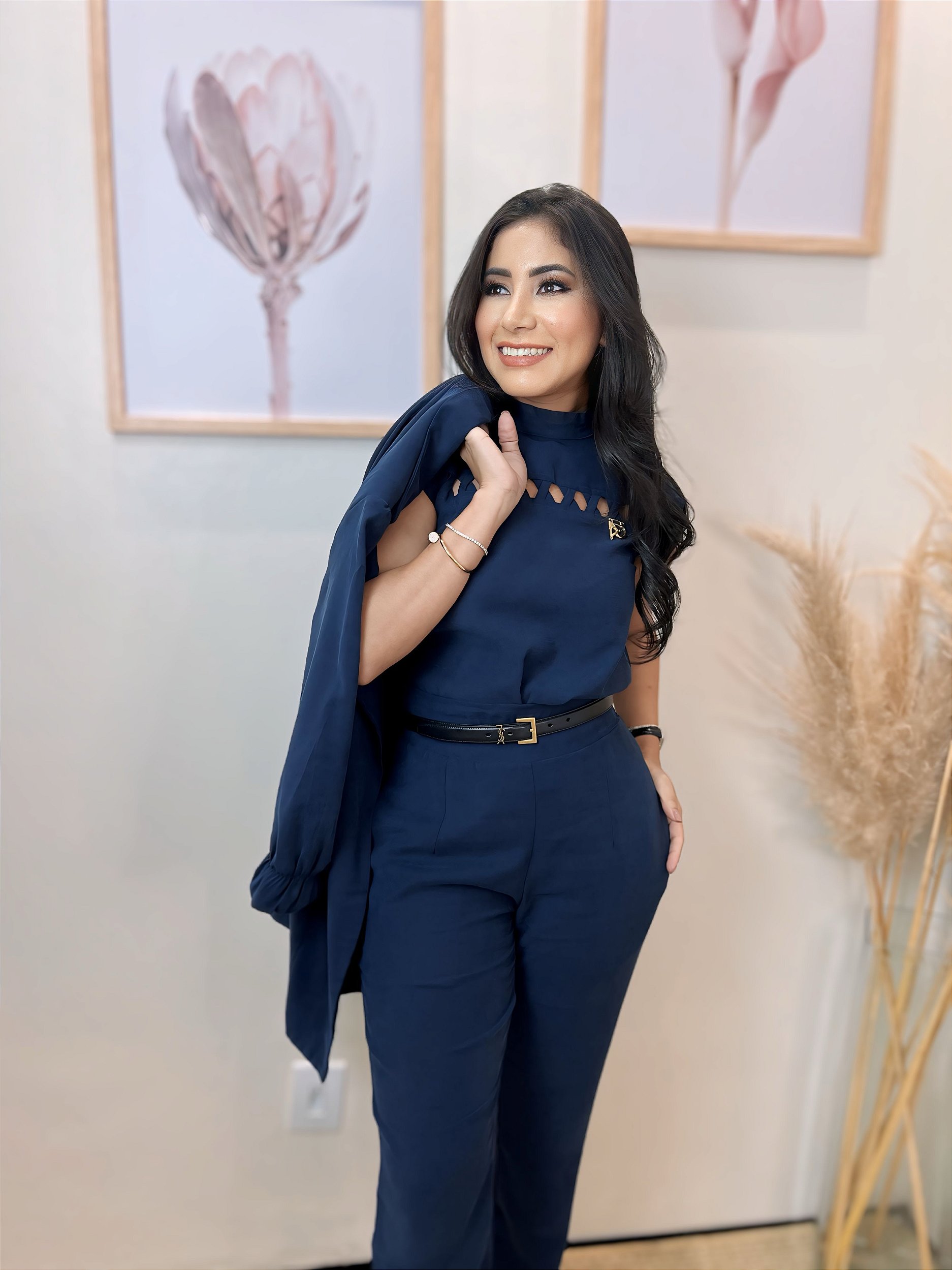 Calça Alfaiataria Feminina Azul CalÃ§a Flare Social Azul Marinho