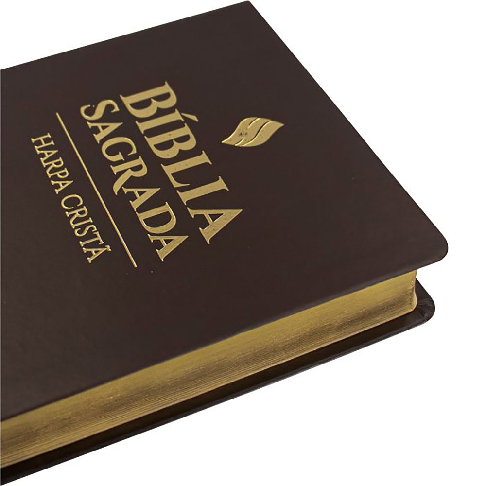 Bíblia com Harpa Letra Grande Palavras de Jesus em Vermelho cap Marrom ...