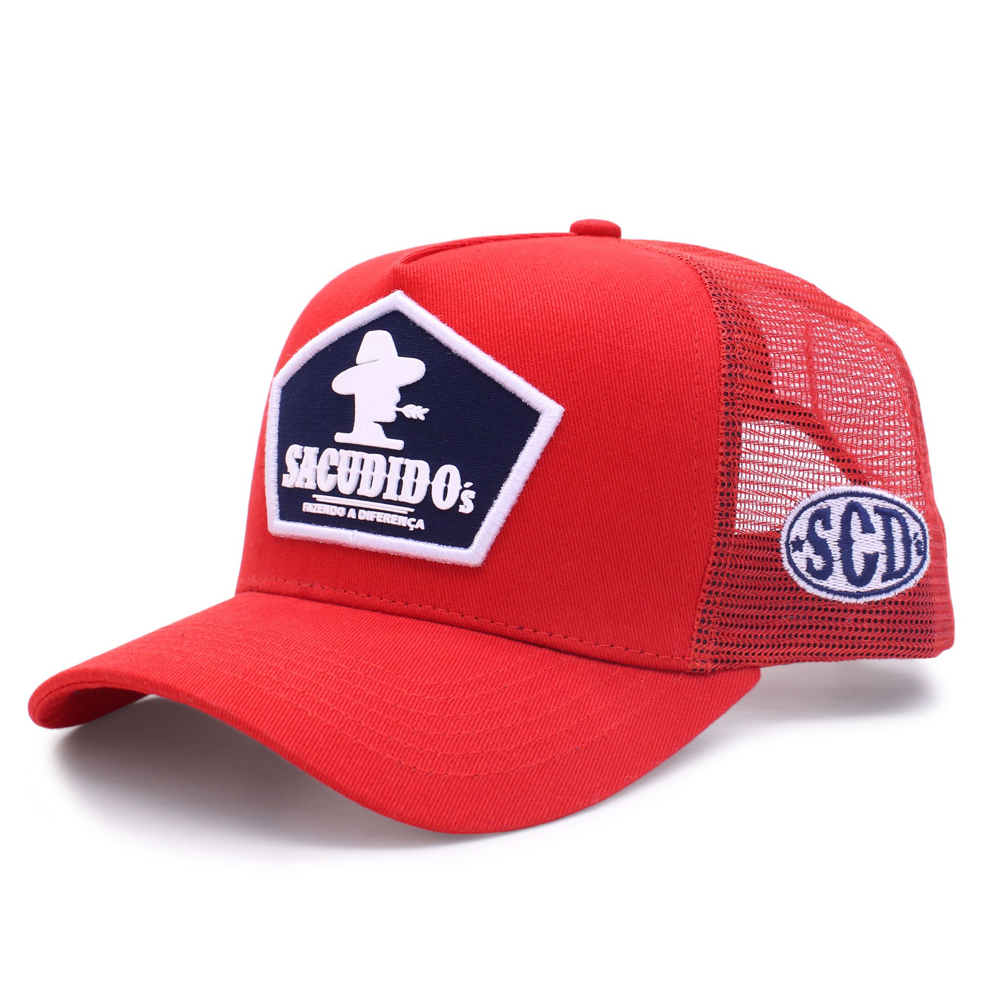 Boné Sacudido´s - Trucker Logo Frente - Vermelho Bruto Caipira Sertanejo  Agro Campo Rural cavalo viola country western rodeio - Sacudidos