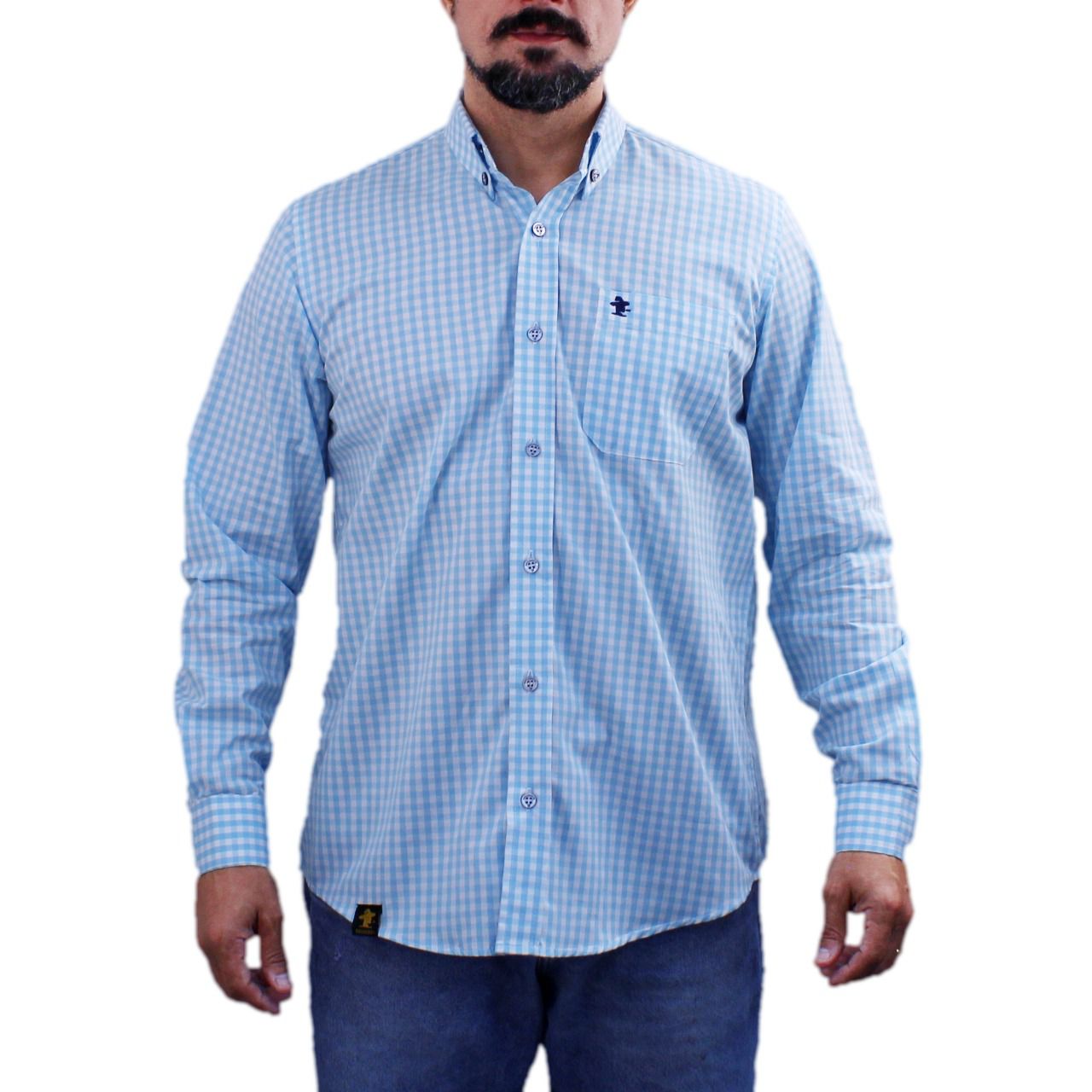 camisa ml xadrez 2023 cinza com azul