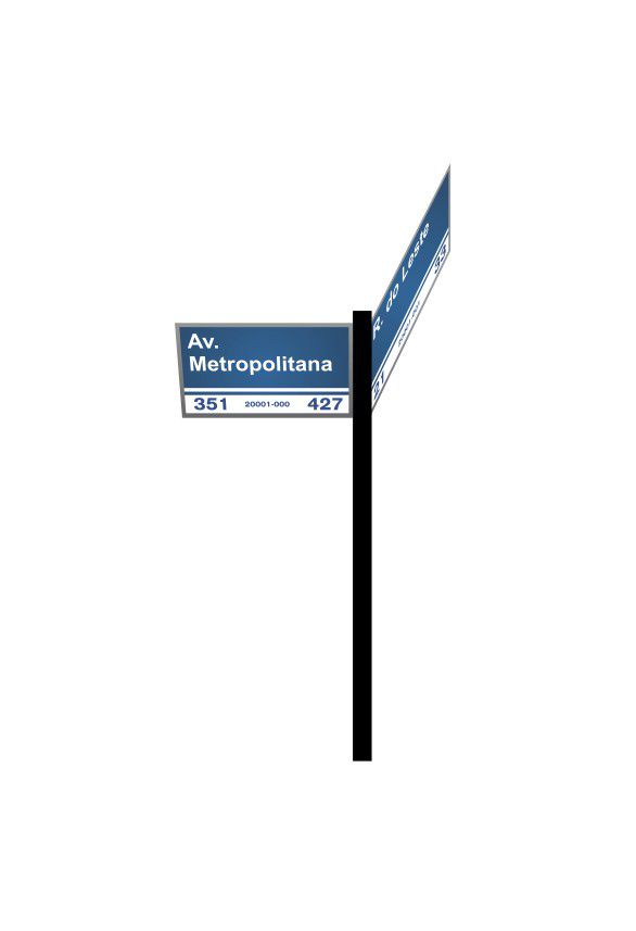 Placa de esquina HO com nomes de vias, CEP e numeração - E