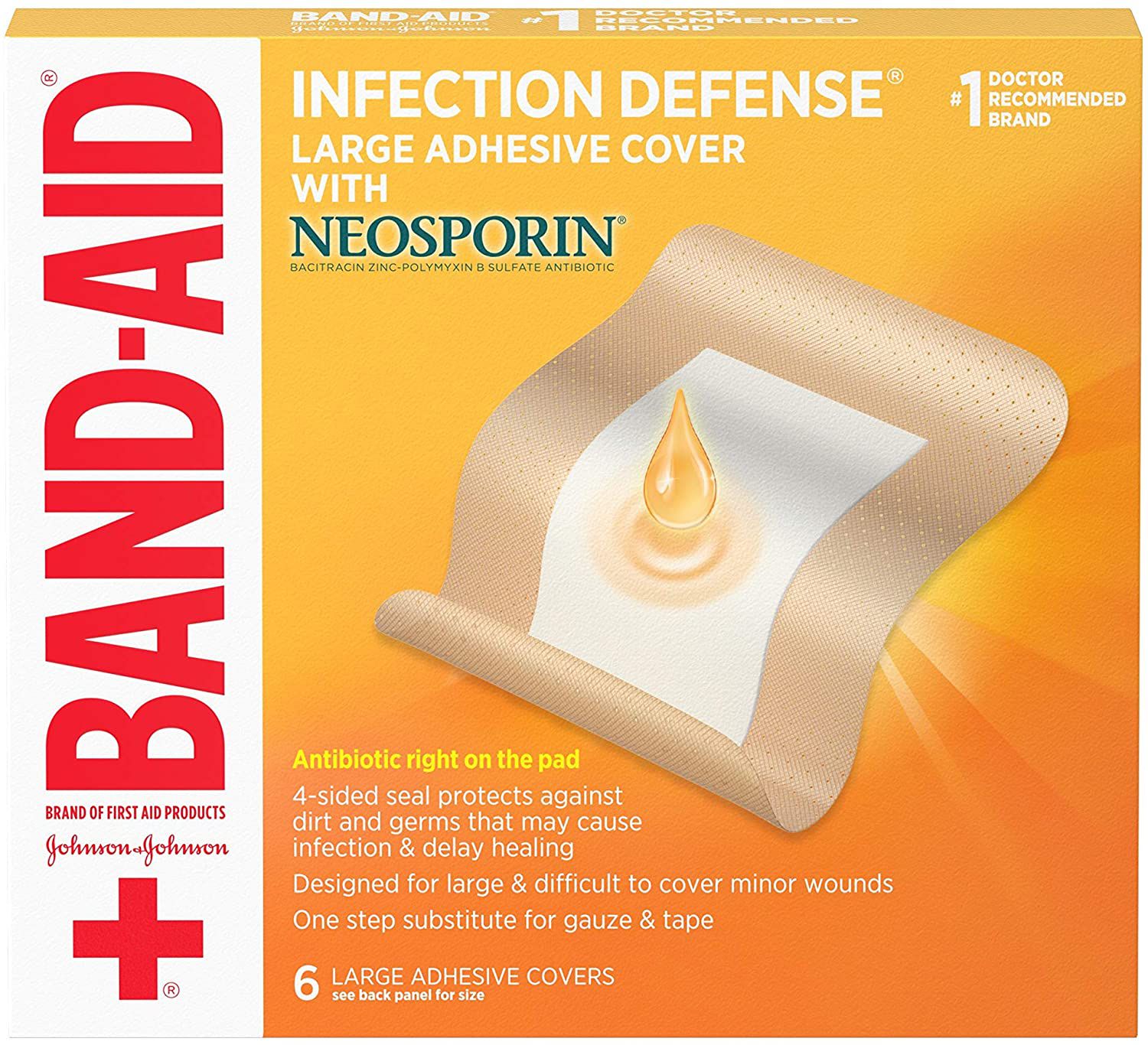 Band-Aid Brand Infection Defense Adhesive Wound Covers with Neosporin -  Consumos da Martina