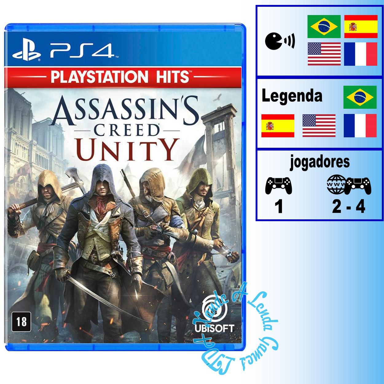 Jogo Assassin's Creed: Unity (PlayStation Hits) - PS4 - UBISOFT - Jogos de  Ação - Magazine Luiza