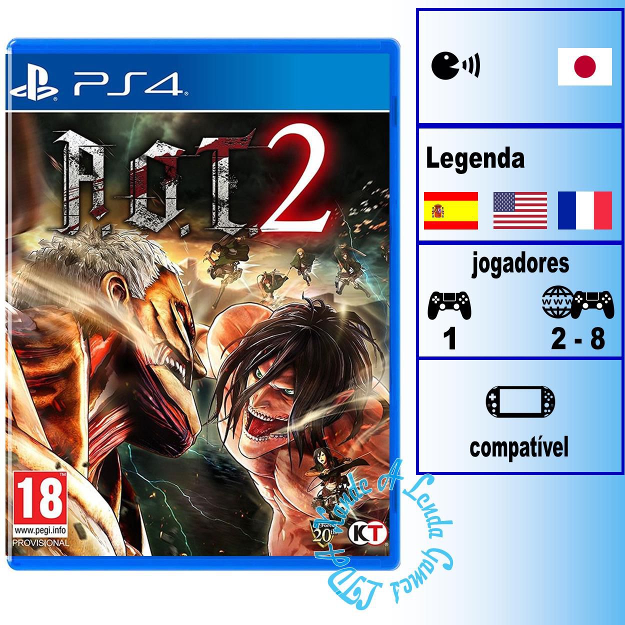 Attack on Titan 2 (Shingeki No Kyojin) - PS4 - Novo - Xande A Lenda Games.  A sua loja de jogos!