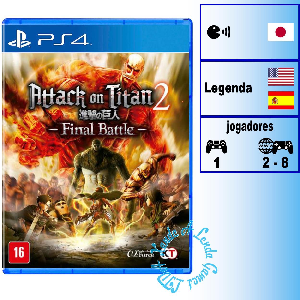 Attack on Titan 2 (Shingeki No Kyojin) - PS4 - Novo - Xande A Lenda Games.  A sua loja de jogos!