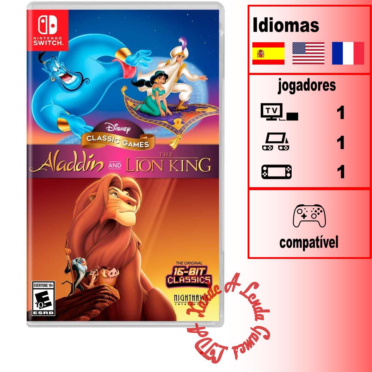 Comprar Disney Classic Games Aladdin O Rei Leão Mogli para SWITCH - Xande A  Lenda Games. A sua loja de jogos!