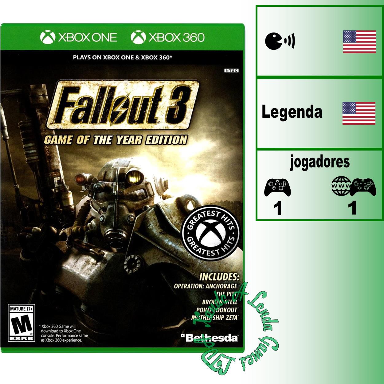 Fallout 3 Game of the Year Edition - XBOX ONE - XBOX 360 - Novo