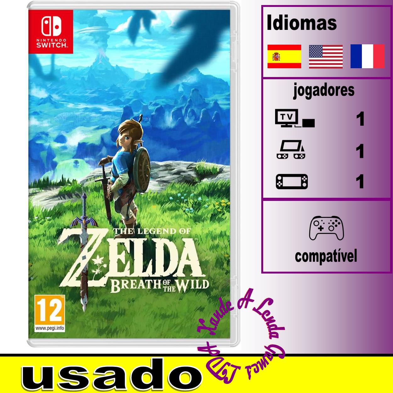 The Legend Of Zelda Breath Of The Wild Nintendo Switch Mídia Física Usado  Pronta Entrega