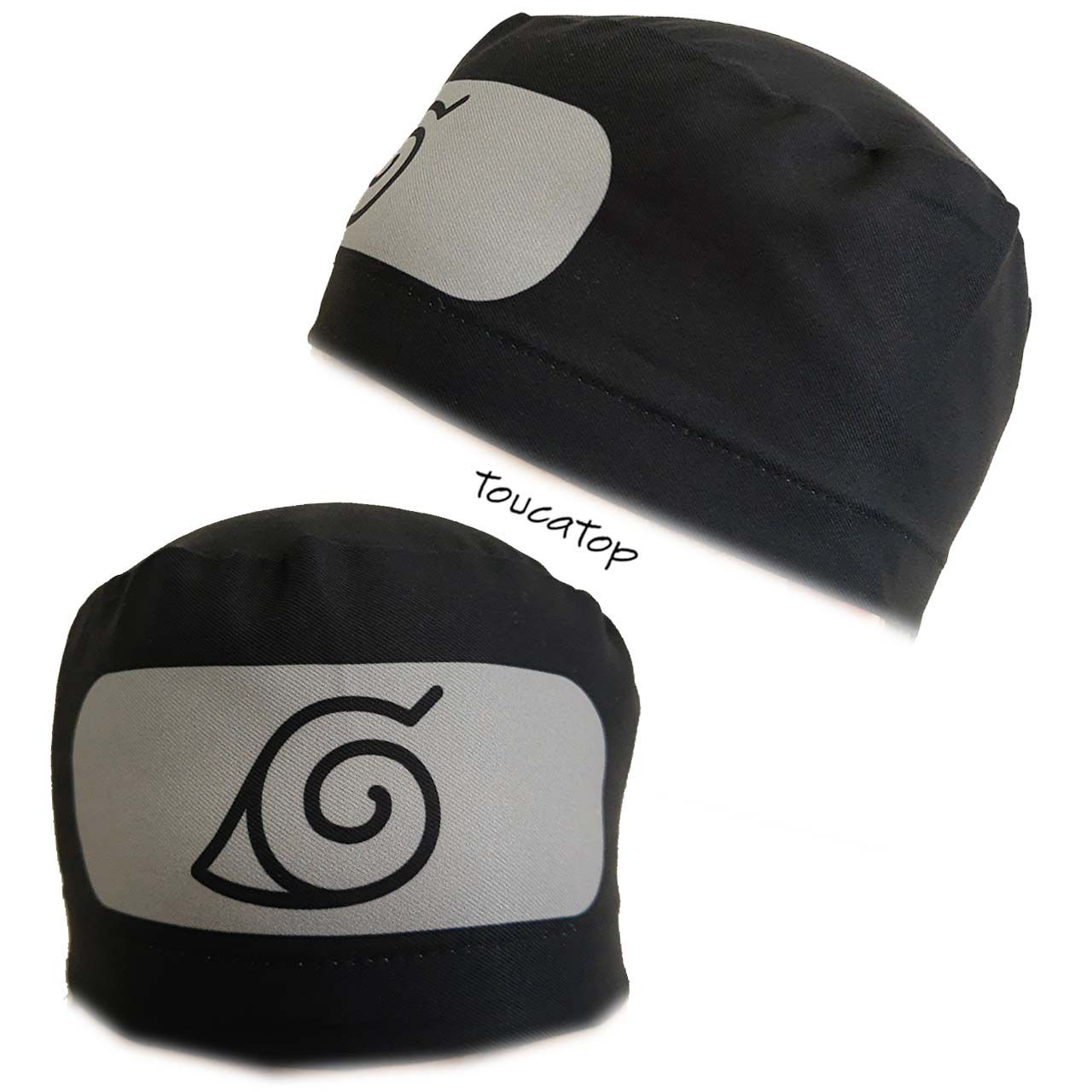 Gorro Cirúrgico, Naruto, Faixa Testa, Aldeia da Folha, Preto