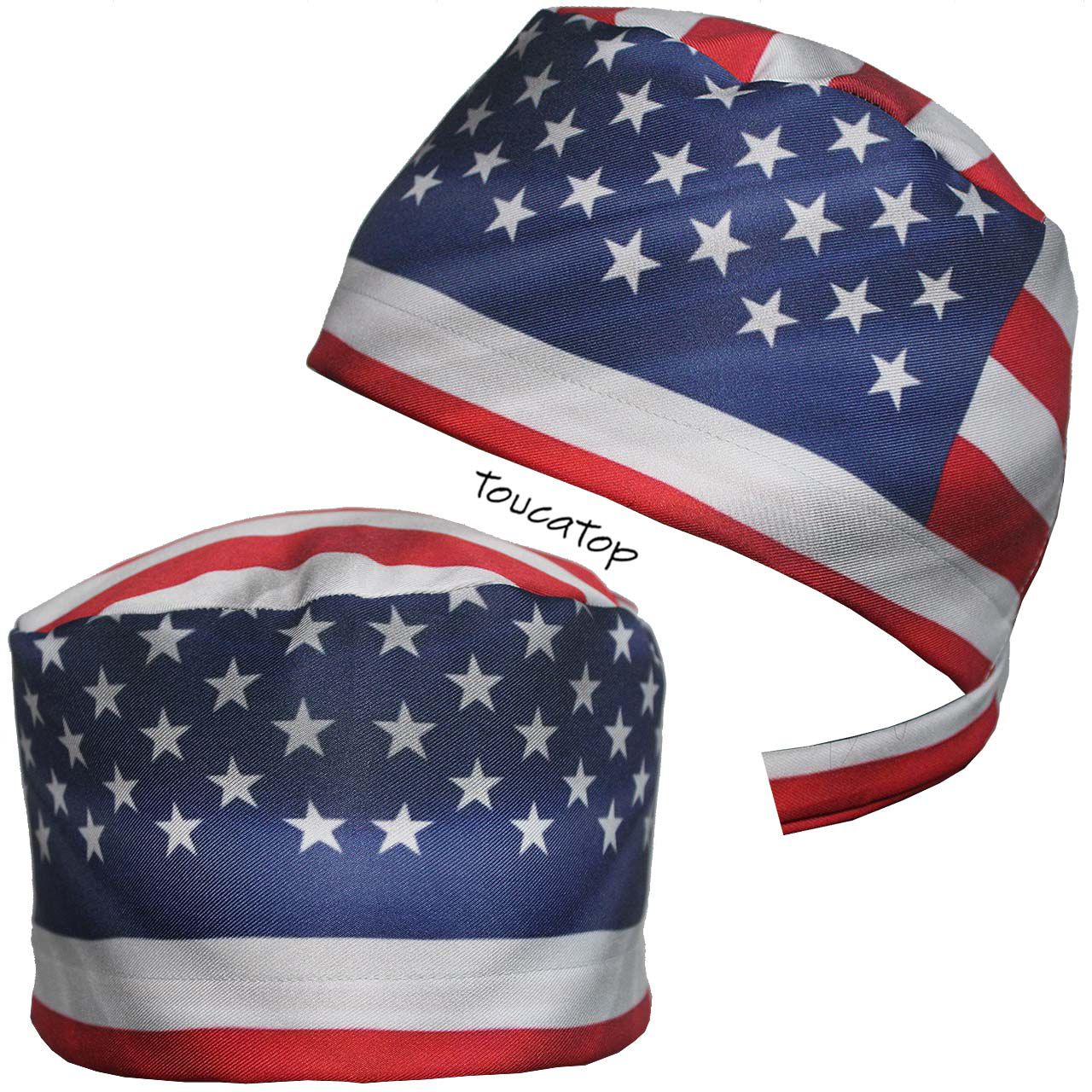 Gorro Bandeira EUA, Estados Unidos USA, Estrelas Menores Faixa Frontal -  ToucaTop - Toucas Cirúrgicas Divertidas e Personalizadas