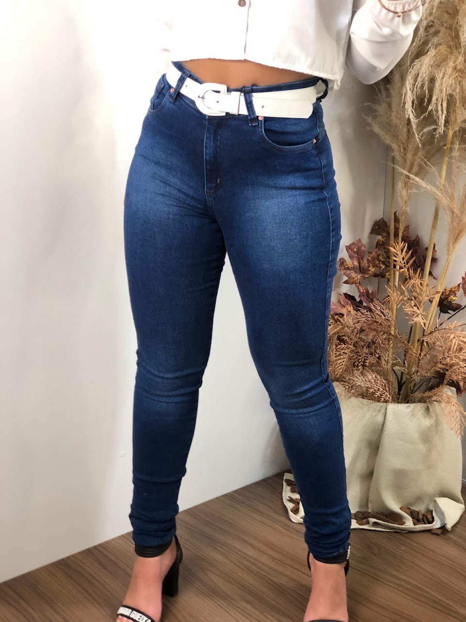 Compre Moda feminina skinny slim fit cargo jeans casual cintura alta calça  comprida jeans