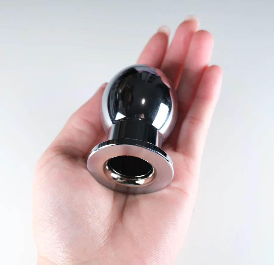 Plug Anal vazado em aço inoxidável 6,5x4,5cm - Tulipa Sex Shop