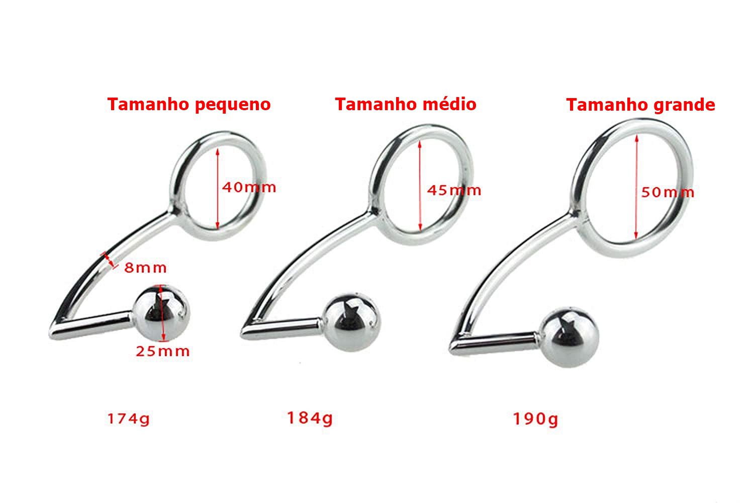 Anel peniano com plug anal ao inoxidvel - tamanho mdio (anel 4.5cm) -  Tulipa Sex Shop | Loja Sexy Shop