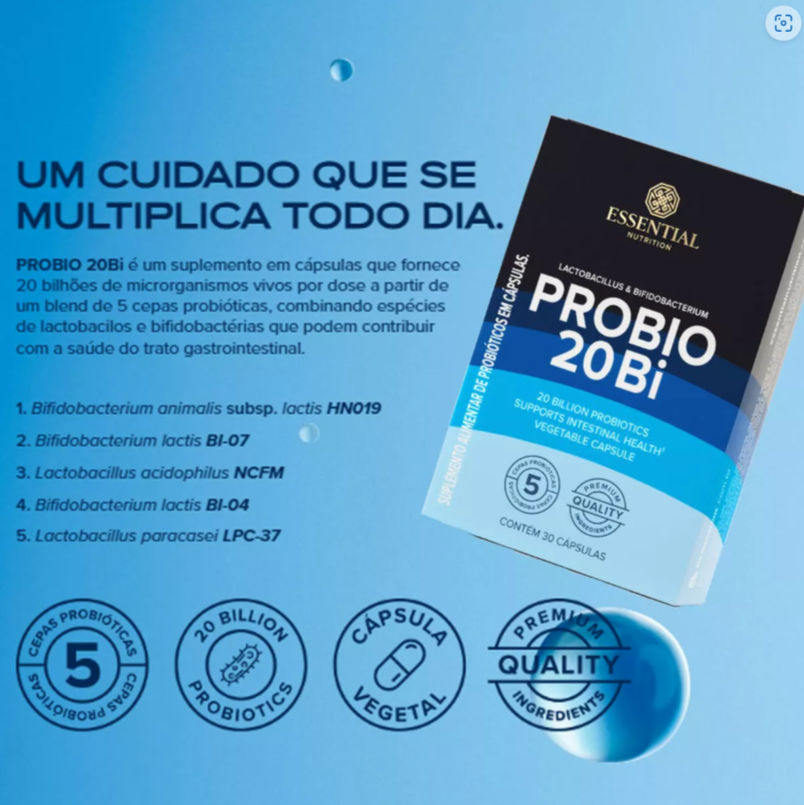 Probio 20bi Essential Nutrition 30 Cápsulas Probio20bi Sem Sabor - Boa ...