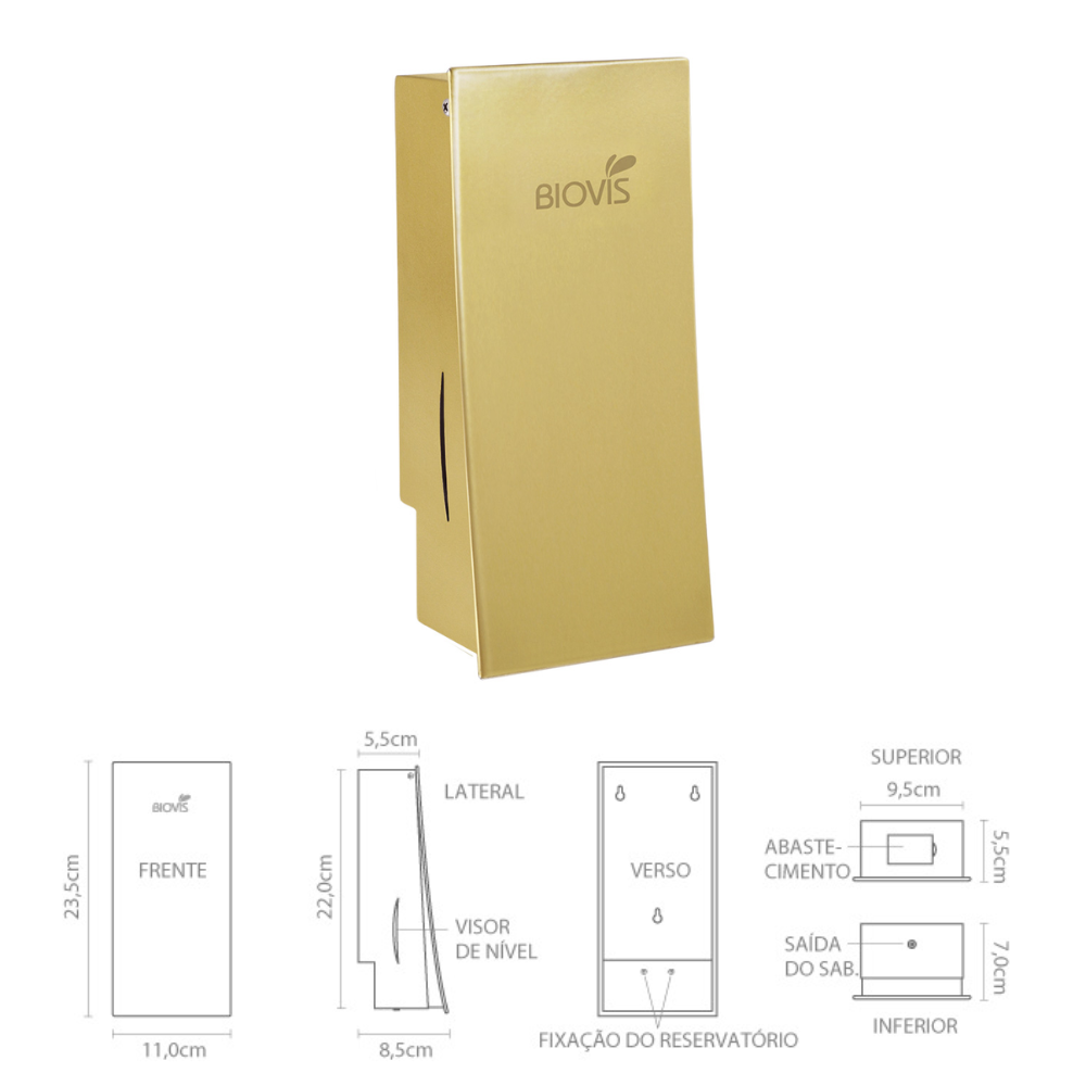 Saboneteira Slim Dourada Biovis | Em aço inox resistente! - Shop Biovis ...