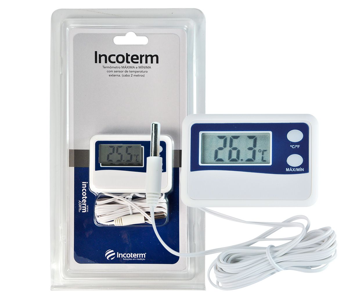 Termômetro Digital Máxima e Mínima Incoterm - Cabo 50 cm 7424.02.1.00 -  Termoland soluções em medição, equipamentos e insumos laboratórios ,  médicos e hospitalar.