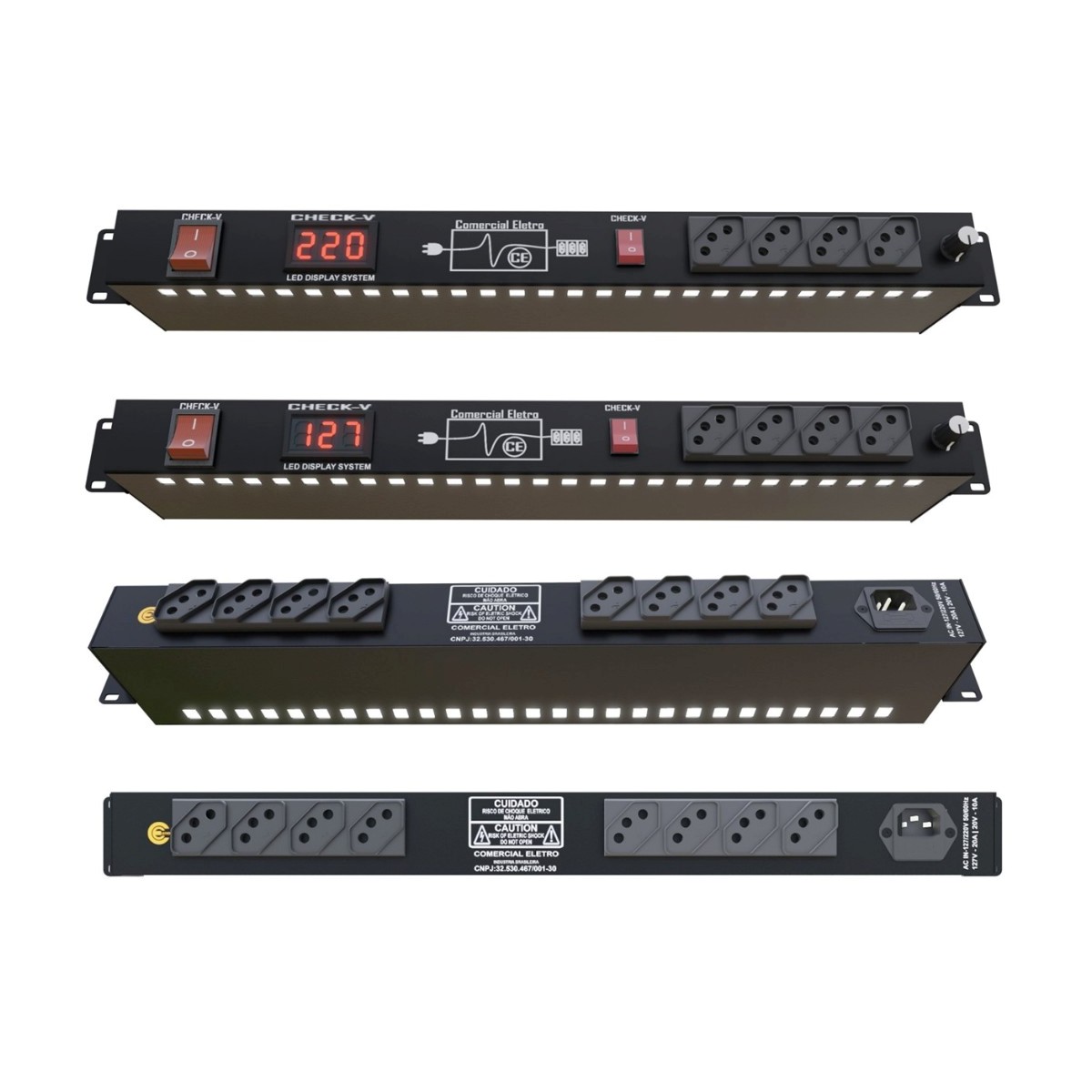 Distribuidor de Tomadas Rack Light Studio 12 Tomadas 10A - Comercial Eletro