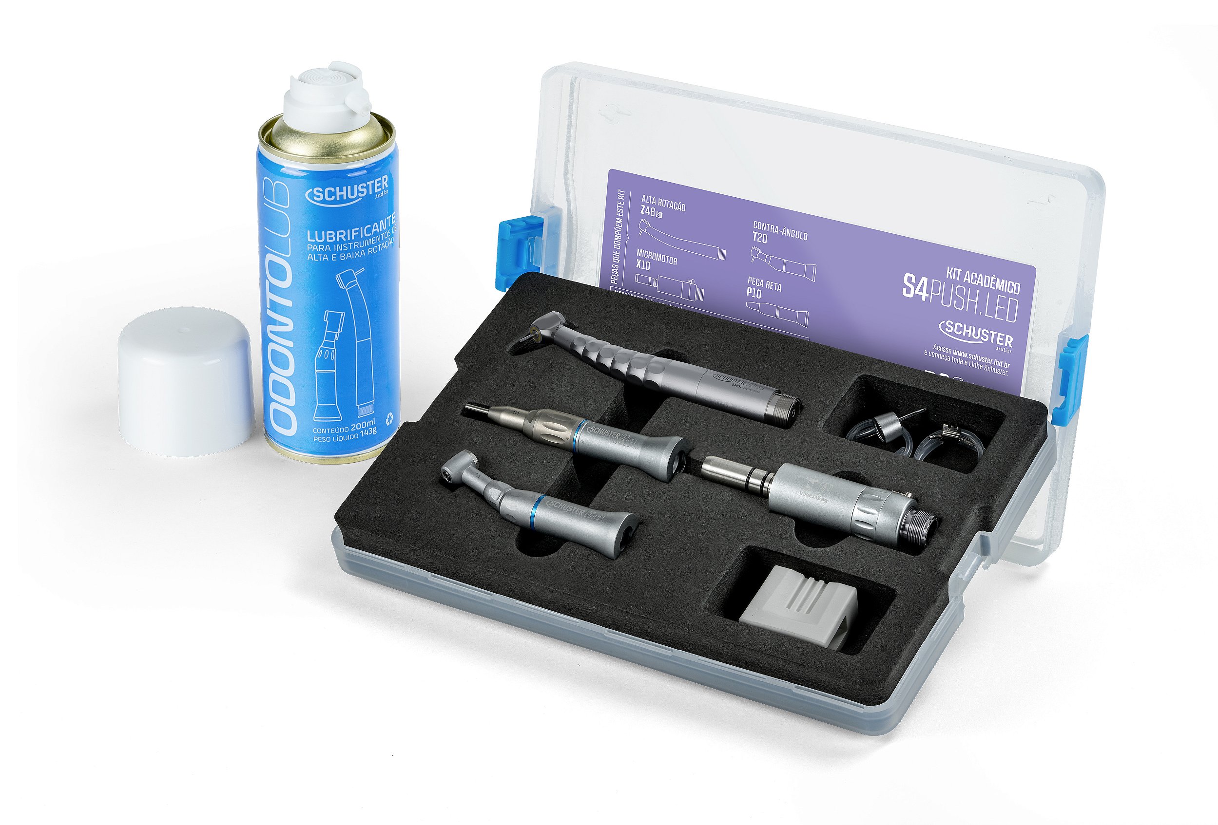 Kit Acadêmico Peças de Mão S4 Push LED Schuster Alta rotação Z48SL