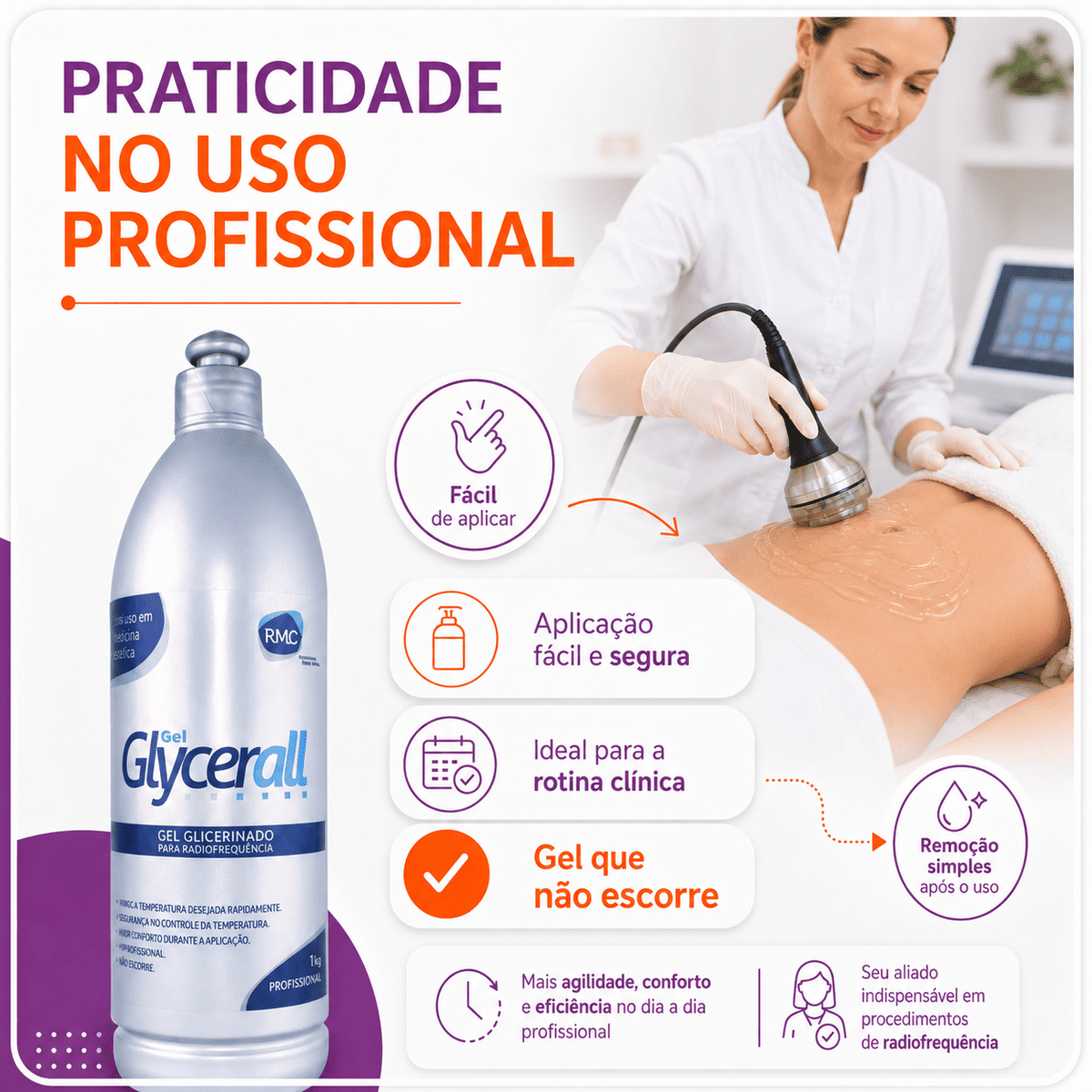 Gel Glycerall RF Para Radiofrequência Frasco Cinza 1Kg - RMC