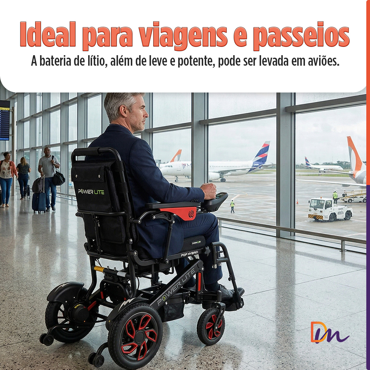 Cadeira de Rodas Motorizada New Pop Hybrid Até 120Kg - Power Lite