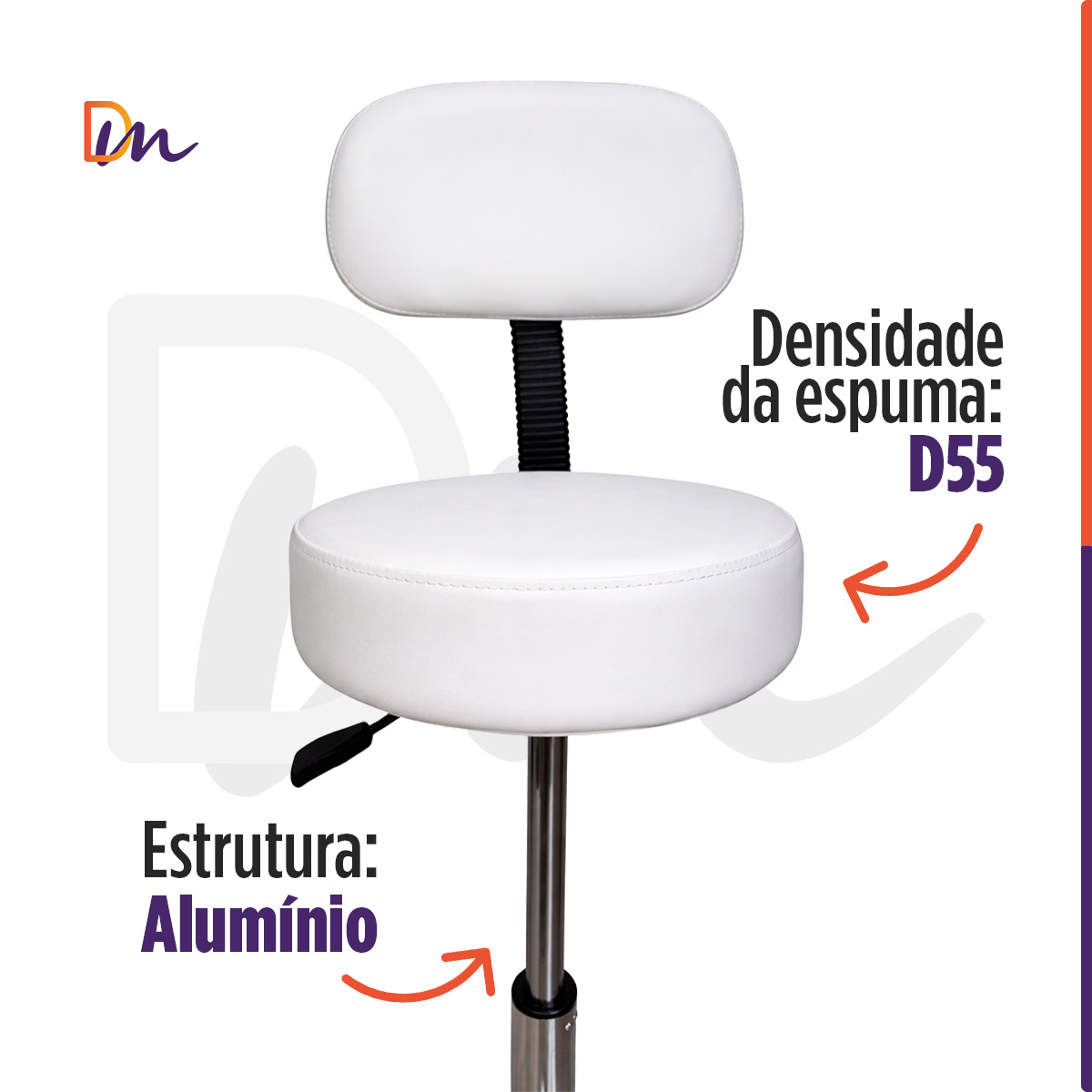 Mocho Giratório com Encosto Akmed para Estética e Clínica